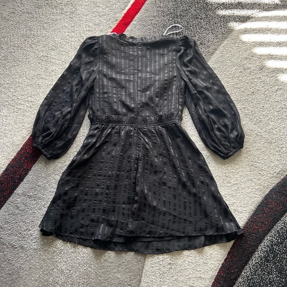 Lulu’s Black Forever In My Heart Striped Balloon Sleeve Mini Dress - Picture 4 of 4